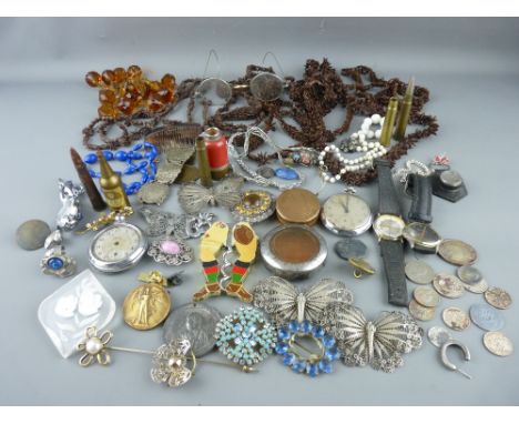 Mixed box of collectables and costume jewellery including a 1914-19 Great War medal, stamped 30605 Pte R Jones, LAN FUS