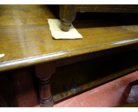 Oak two tier coffee table and a vintage cheval dressing mirror (one leg loose)