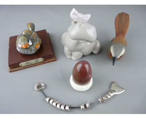 Nao hippo figurine and two bird ornaments etc