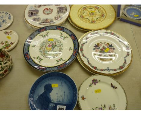 Collection of decorative wall plates by Royal Copenhagen, Worcester, Aynsley, Doulton and others