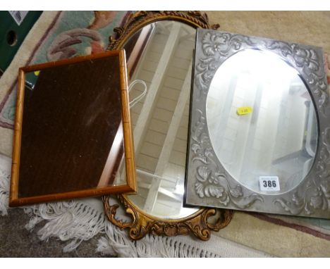 Vintage pewter framed mirror and two others