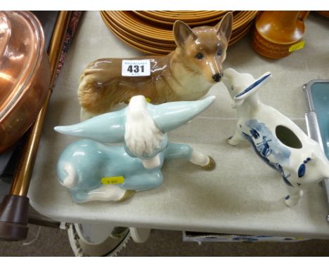 Light blue Szeiler donkey and two other animal ornaments