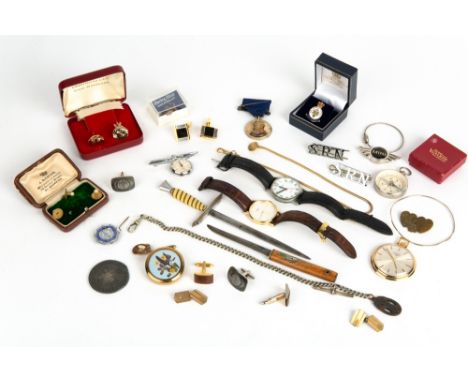 MIXED JEWELLERY AND WATCHES to include a ladies Tissot wristwatch, German made chrome pocket compass, a Rotary pocket watch, 