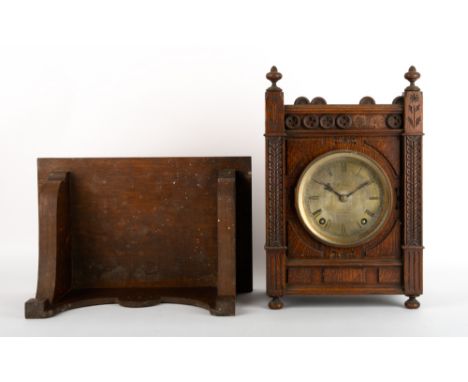 A LATE 19TH / EARLY 20TH CENTURY OAK CASED BRACKET CLOCK the silvered dial with Roman numerals signed GH Osmond, 118 St Aldat