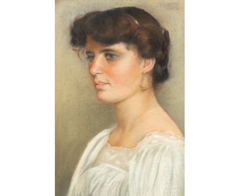 LATE 19TH / EARLY 20TH CENTURY SCHOOL Head and shoulder portrait of a girl with large earring, pastel, unsigned, 46cm x 30cm 