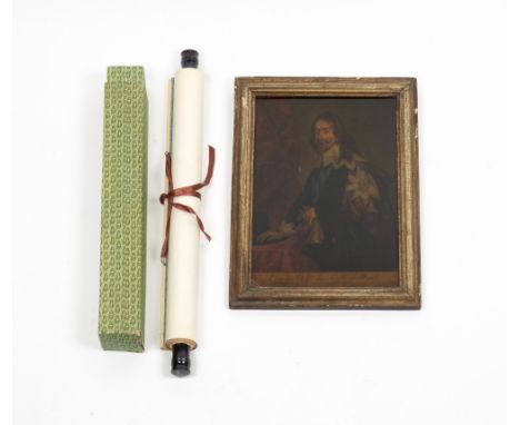 A LATE 20TH CENTURY CHINESE SCROLL PRINTafter Qu-Bashi, depicting shrimp, 67cm x 39cm together with a 19th century reverse pr