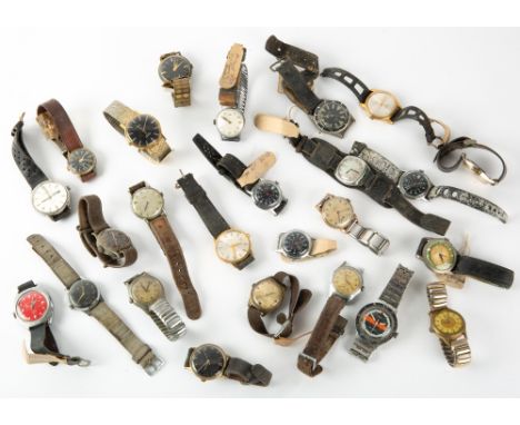 A COLLECTION OF MID 20TH CENTURY AND LATER GENT'S WRISTWATCHES to include a Newark Paragon black dial watch, a 1950's German 
