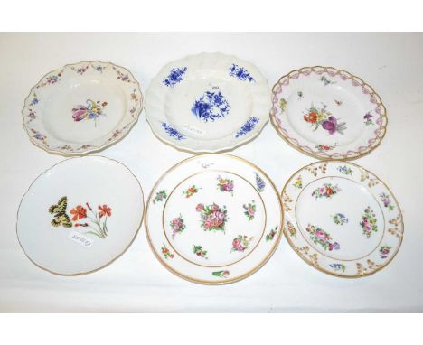 Collection of English and continental porcelain plates, 18th/19th Century including a Tournai example, blue and white design,