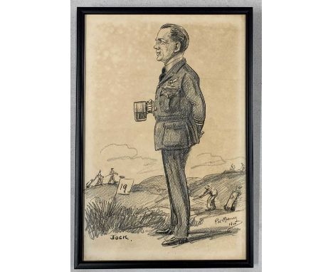 Pat Rooney (British, 1884-1966) "Jock", full length portrait caricature, graphite on paper, signed and dated 1965, 36.5x24.5c