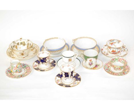 Mixed Lot: English and continental porcelain, including two Coalport chocolate cups and saucers, a large breakfast cup and sa