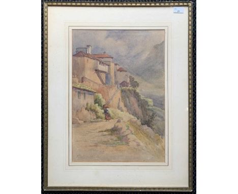 Violet Esther Drury Clutterbuck (1869-1960), Landscape with a central female figure, watercolour, signed in pencil, 50x34.cm,