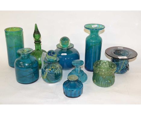 A collection of Art Glass, mainly Mdina including cylindrical vases, smaller vase, jar and cover and other items