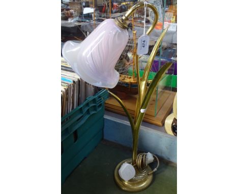 A brass floral design table lamp, 54cm 