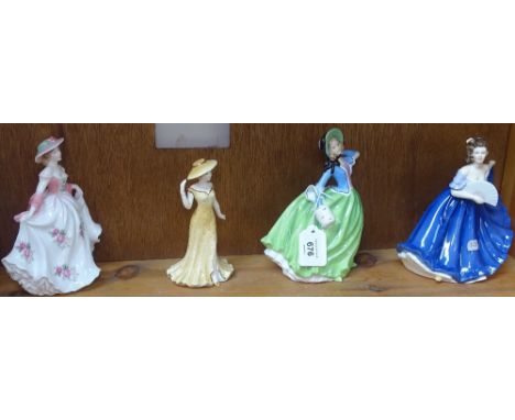 3 Royal Doulton ladies, and a Royal Worcester figure 