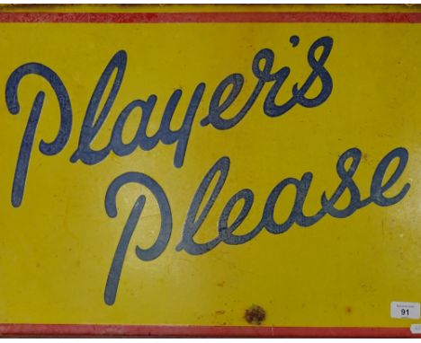 A Vintage enamel advertising sign "Player's Please", length 60cm 