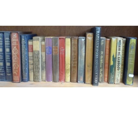 A shelf of folio editions, including Goodbye to Berlin, and 3 volumes Pepys Diary 