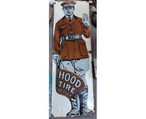 A Vintage American enamelled advertising sign for "Hood Tire Dealer", height 90cm 