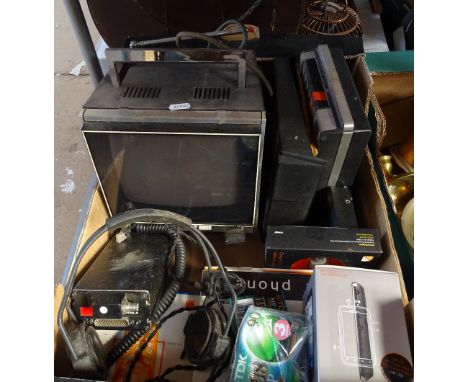 A portable TV, headphones, a tape recorder etc 