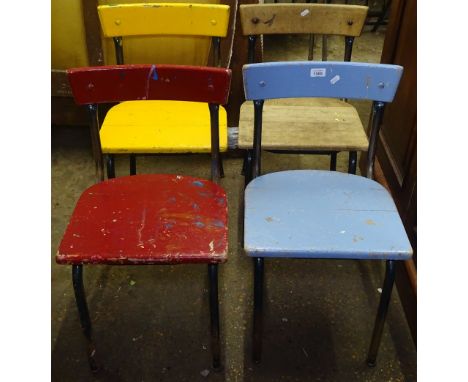 4 Vintage children's school chairs 