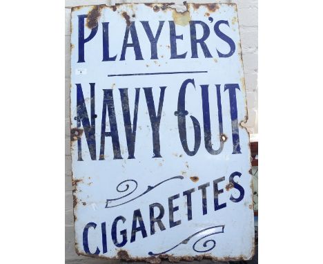 A Vintage enamelled Player's Navy Cut Cigarettes sign, height 85cm 