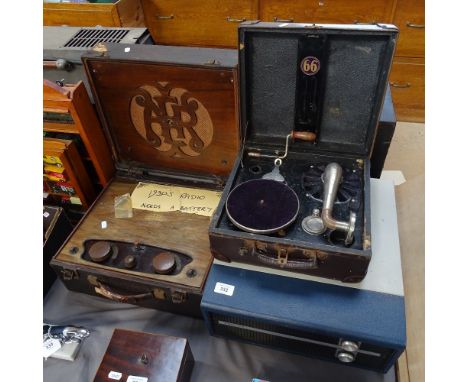 A Vintage Fidelity record player, a 66 portable gramophone, and a Aeonic S.G.iv radio 