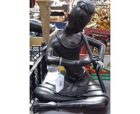 Art Deco style bronze figure of a flautist, height 11.5" 