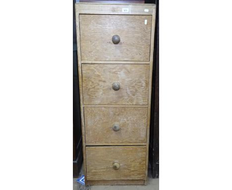 A Vintage pine-framed 4-drawer filing cabinet, W49cm, H132cm 