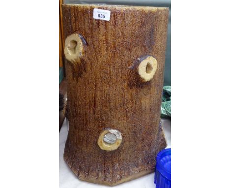 A salt glaze stoneware pottery tree trunk design stick stand, height 49cm 