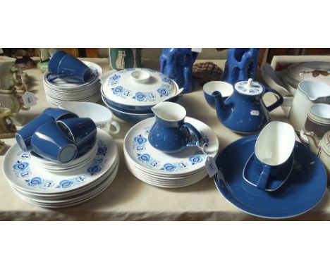 Retro Poole Pottery dinner service and matching tea set 