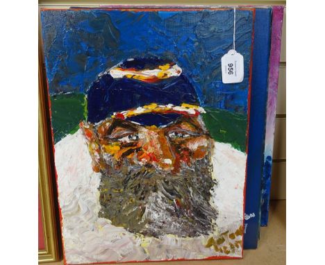 Anthony Duffy, 4 acrylics on canvas, portrait studies, signed, 16" x 12", unframed 
