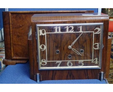 2 Art Deco walnut-cased mantel clocks 