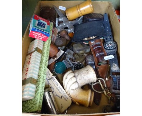A pipe, a compact, a knife, an aeroplane, buttons etc 