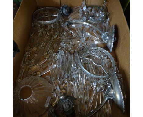 Various hanging light fittings with lustre drops 