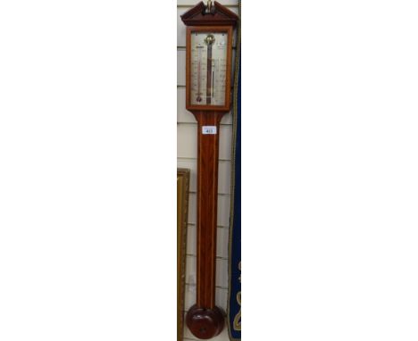 An inlaid mahogany stick barometer, by Comitti of London, 94cm 