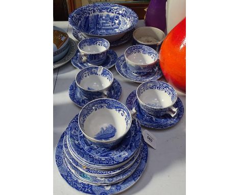 A Spode Italian pattern fruit bowl and teaware 