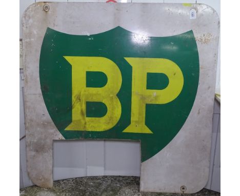 A painted aluminium double-sided advertising sign for BP, W100cm 