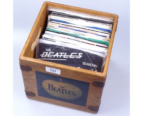 A box of Vintage Beatles 45 rpm records 