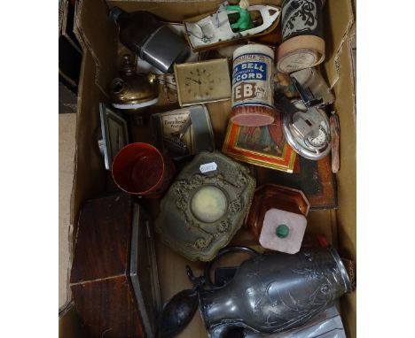A WMF Art Nouveau lidded jug, a casket, a watch, a clock etc 