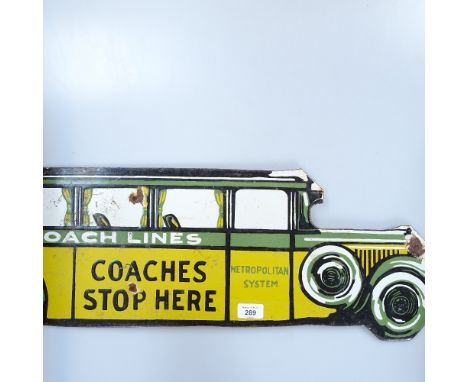 Vintage enamel sign advertising "Marigold Coach Lines Metropolitan System", length 50cm 