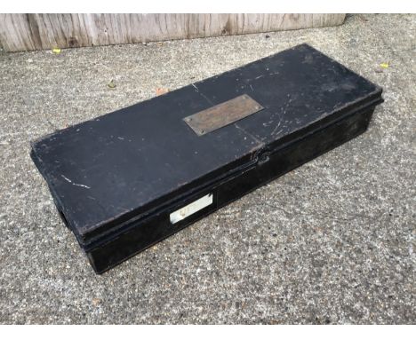 Earl of Arran Metal Military Trunk from Castle Hill Filleigh House Sale - L75cm x W28cm x H14cm 