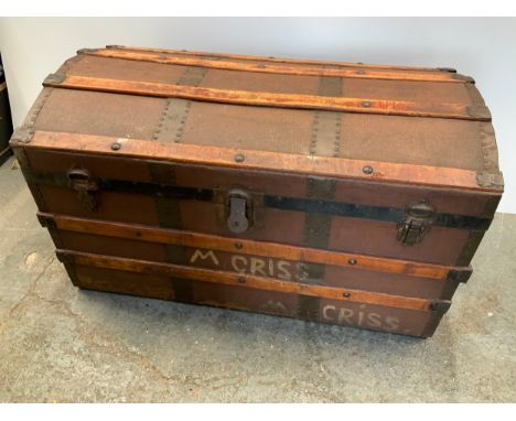Dome Topped Wood Bound Trunk 