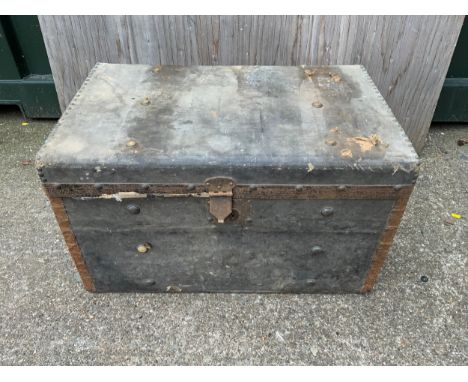 Leather Bound Trunk with Handles 