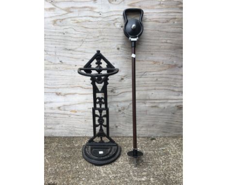 Antique Cast Iron Stick Holder and Shooting Stick 