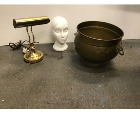 Copper Planter, Brass Effect Lamp and Foam Head 