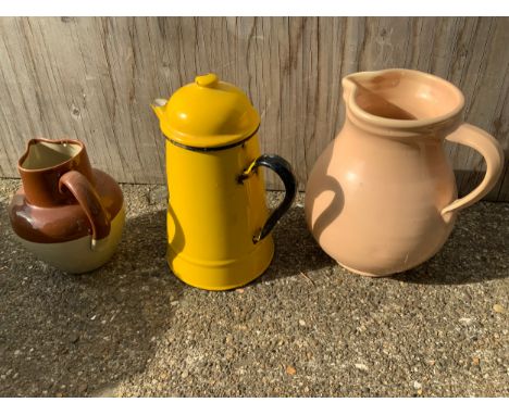 2x Jugs and Enamel Coffee Pot 