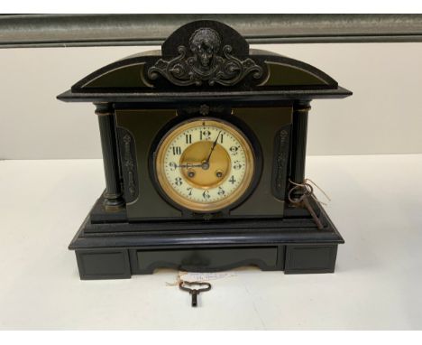 Slate Mantel Clock with Key 