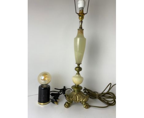 Brass/Onyx Table Lamp and One Other 