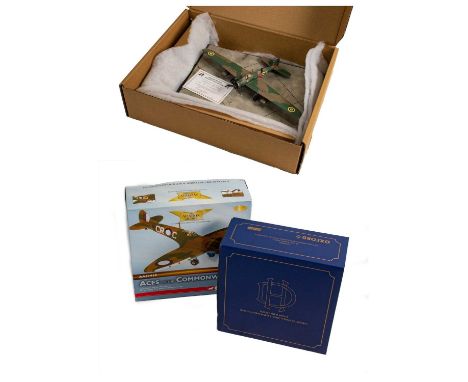 pewter model with signed Certificate 25/25 on display base; together with Corgi Aviation Archive AA31910 Spitfire MkVC (box l