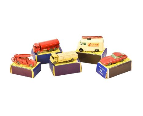9 Fire engine gold trim MW (G-E, some chipping, box G) 11b Esso tanker gold trim MW (G-E box G-E) 32 E-type Jaguar grey tyres