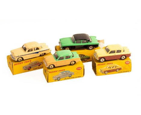 176 Austin A105, 165 Humber Hawk, 175 Hillman Minx and 168 Singer Gazelle (all G boxes F-G, some flaps missing) (4)